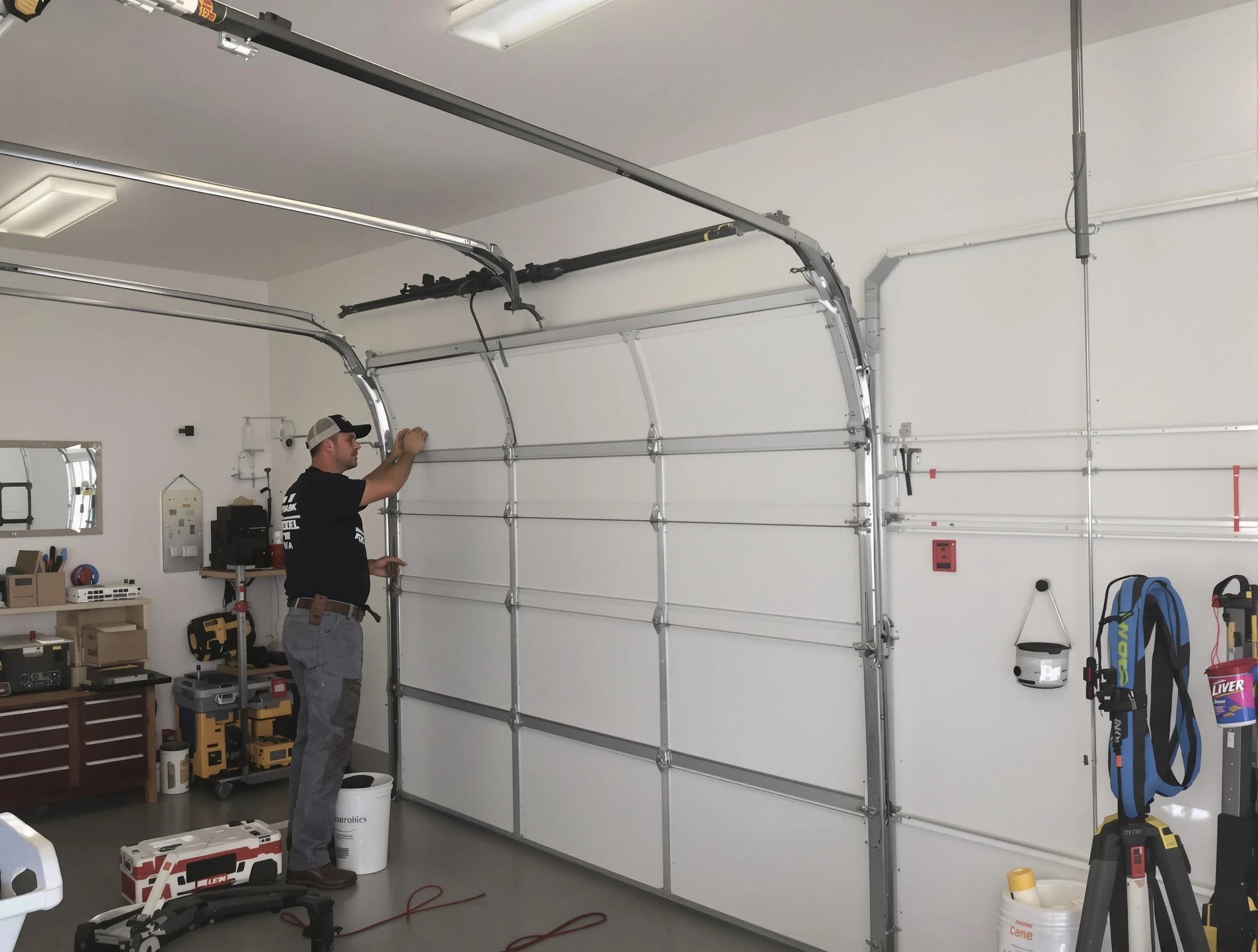 Brookhaven Garage Door Repair team installing new garage door in Brookhaven