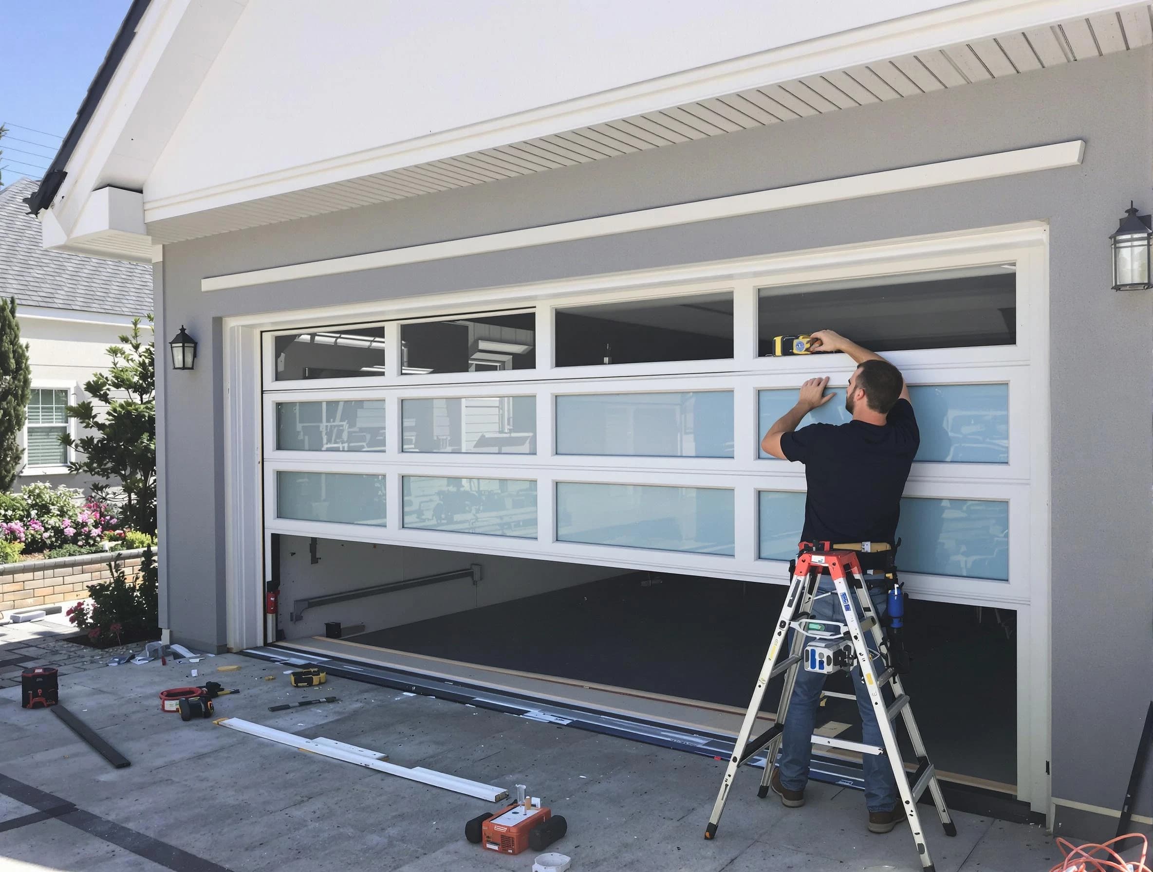 Brookhaven Garage Door Repair team performing garage door replacement in Brookhaven