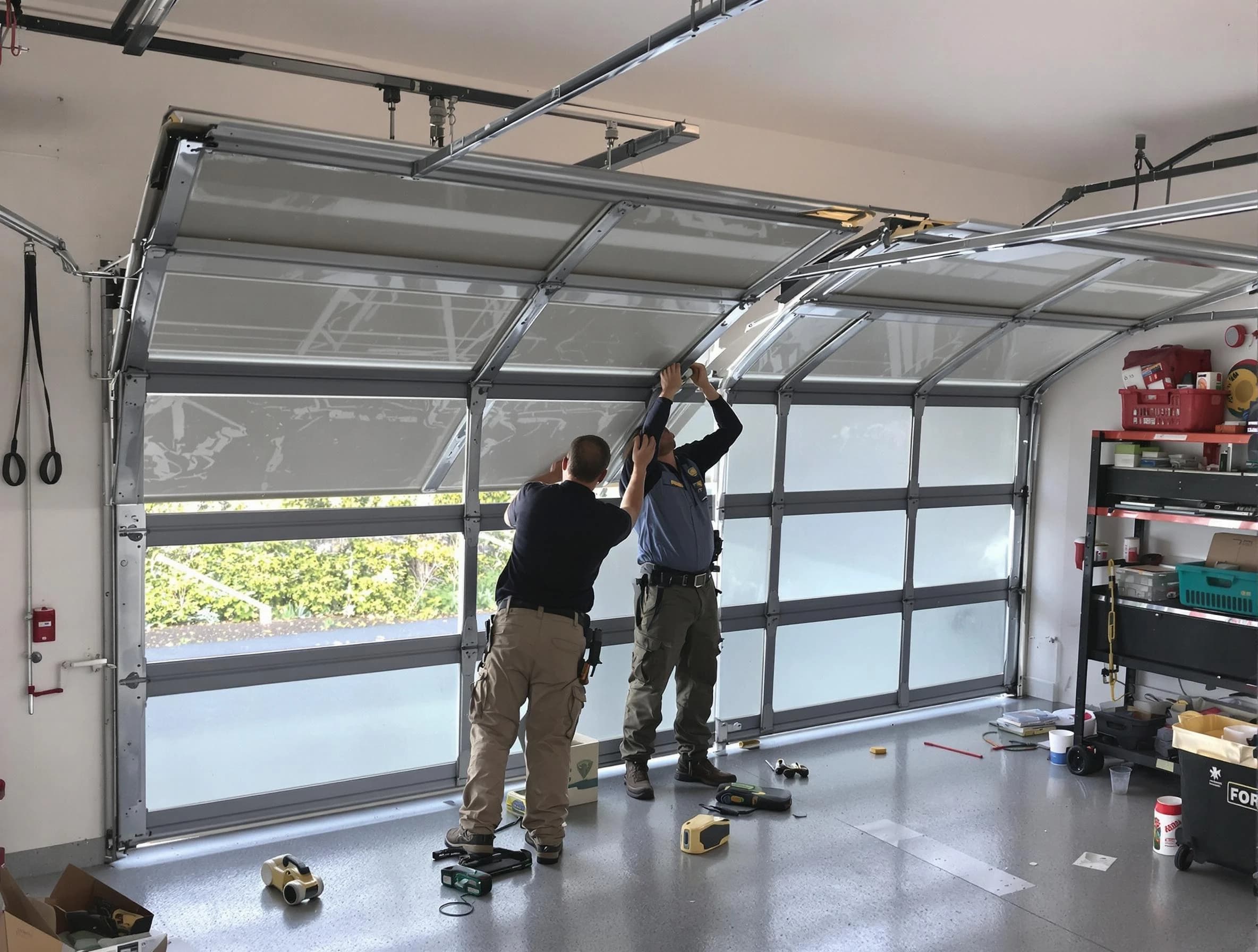Brookhaven Garage Door Repair expert performing precise panel replacement on Brookhaven garage door