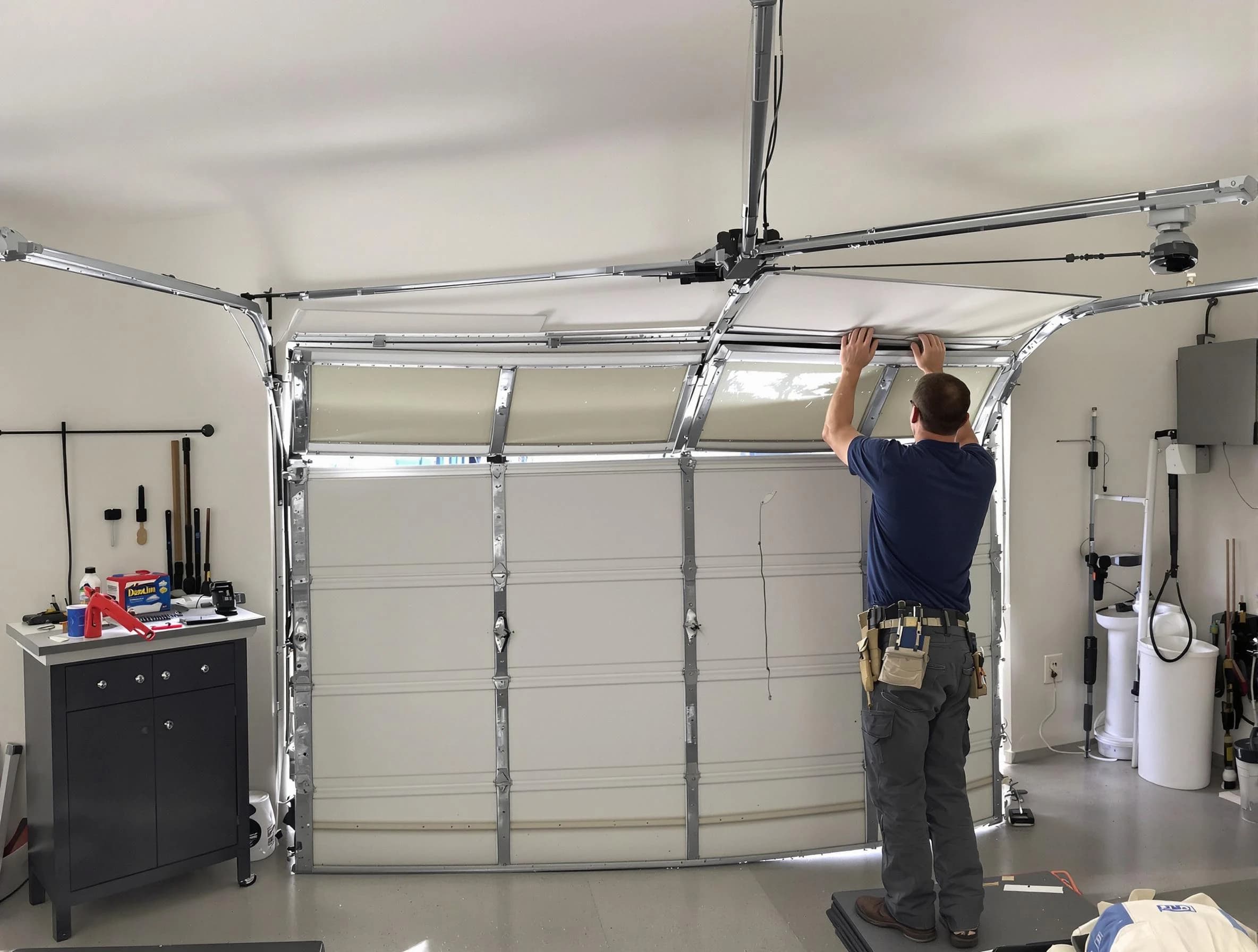 Brookhaven Garage Door Repair specialist performing precise section replacement on Brookhaven garage door