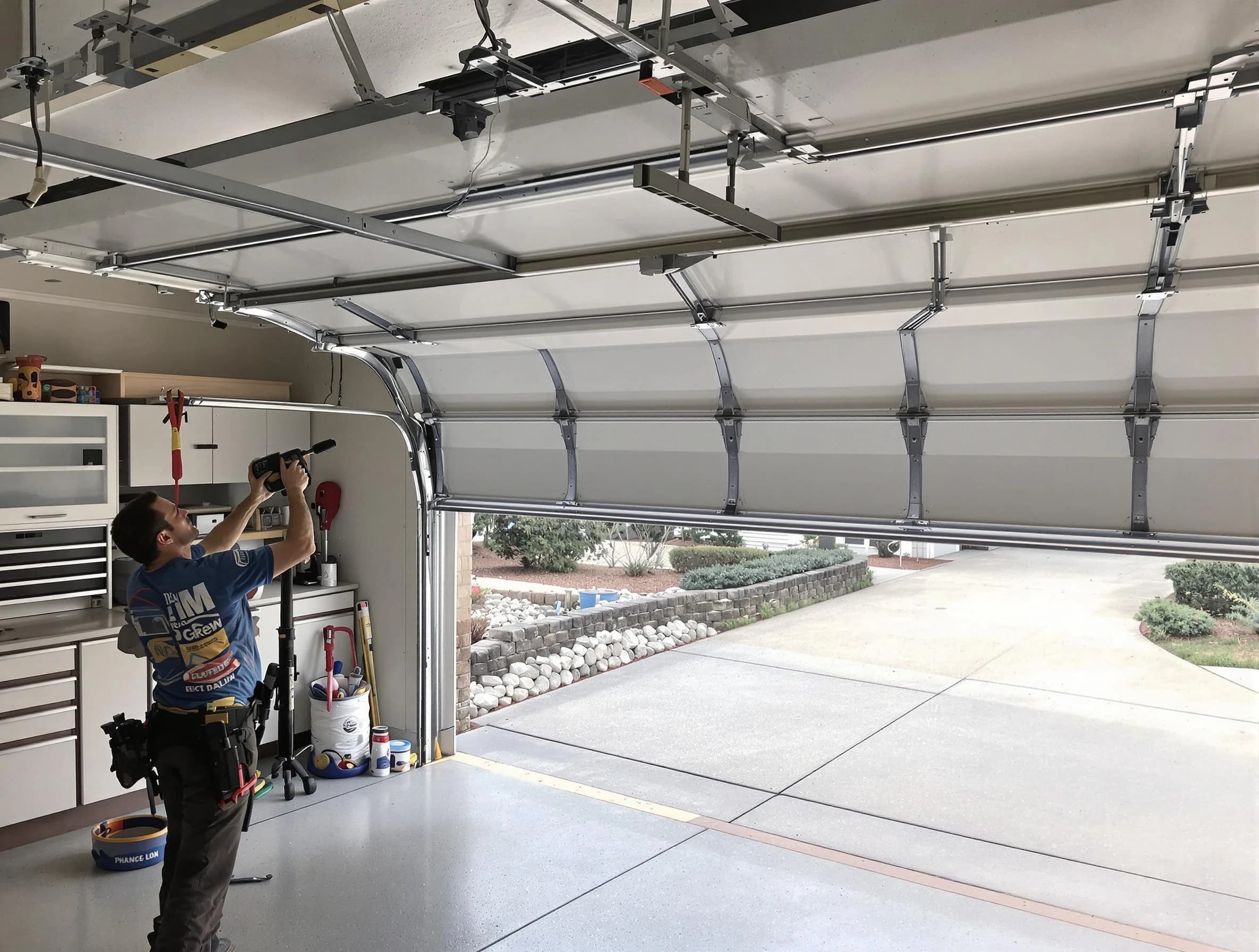 Garage door track repair service by Brookhaven Garage Door Repair in Brookhaven
