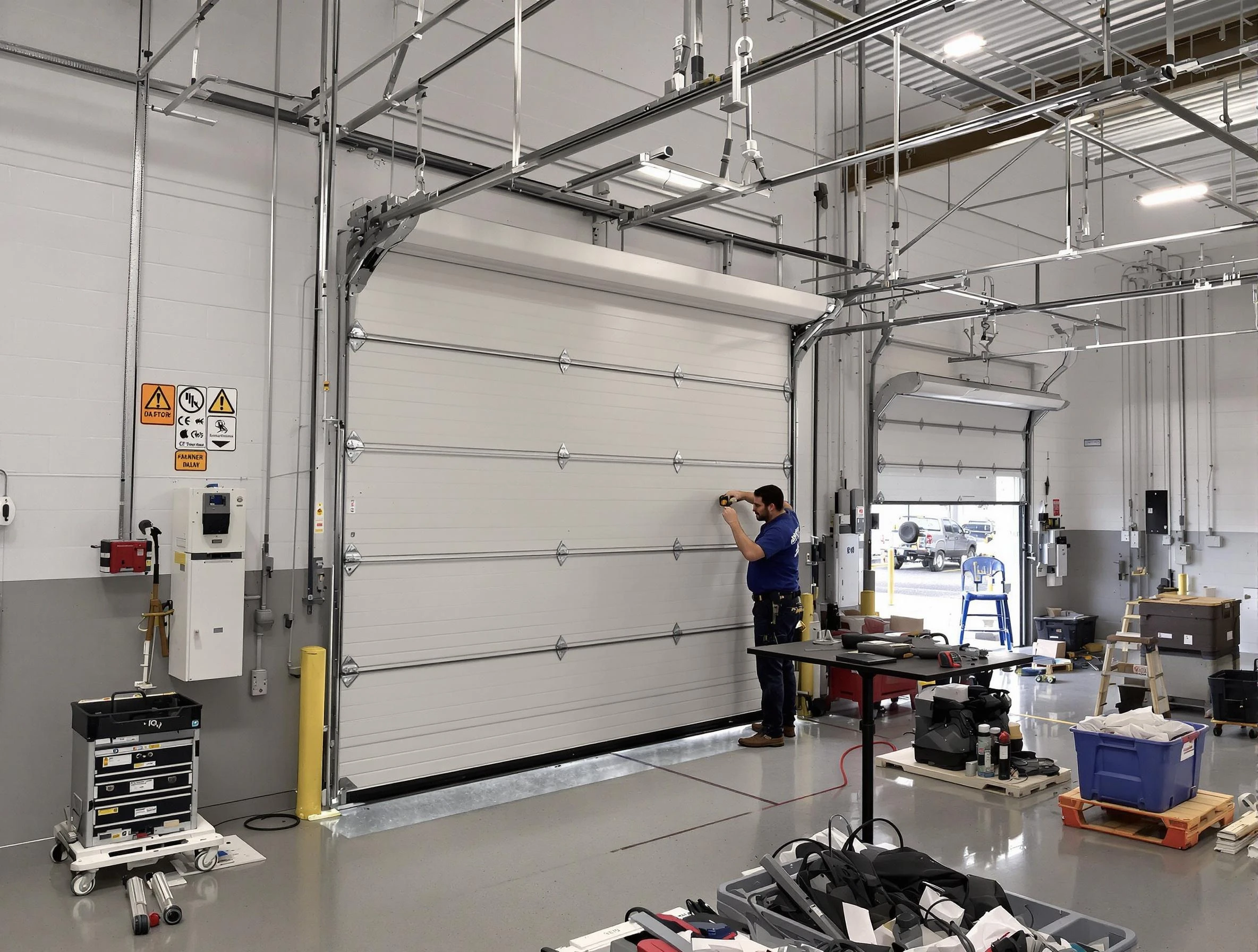 Commercial garage door repair being performed by Brookhaven Garage Door Repair expert in Brookhaven