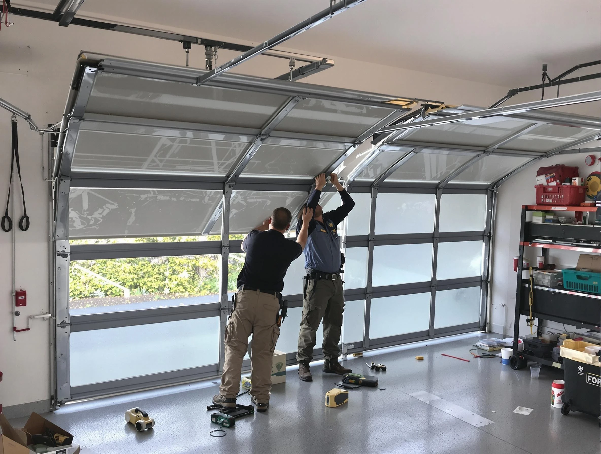 Brookhaven Garage Door Repair expert performing precise panel replacement on Brookhaven garage door