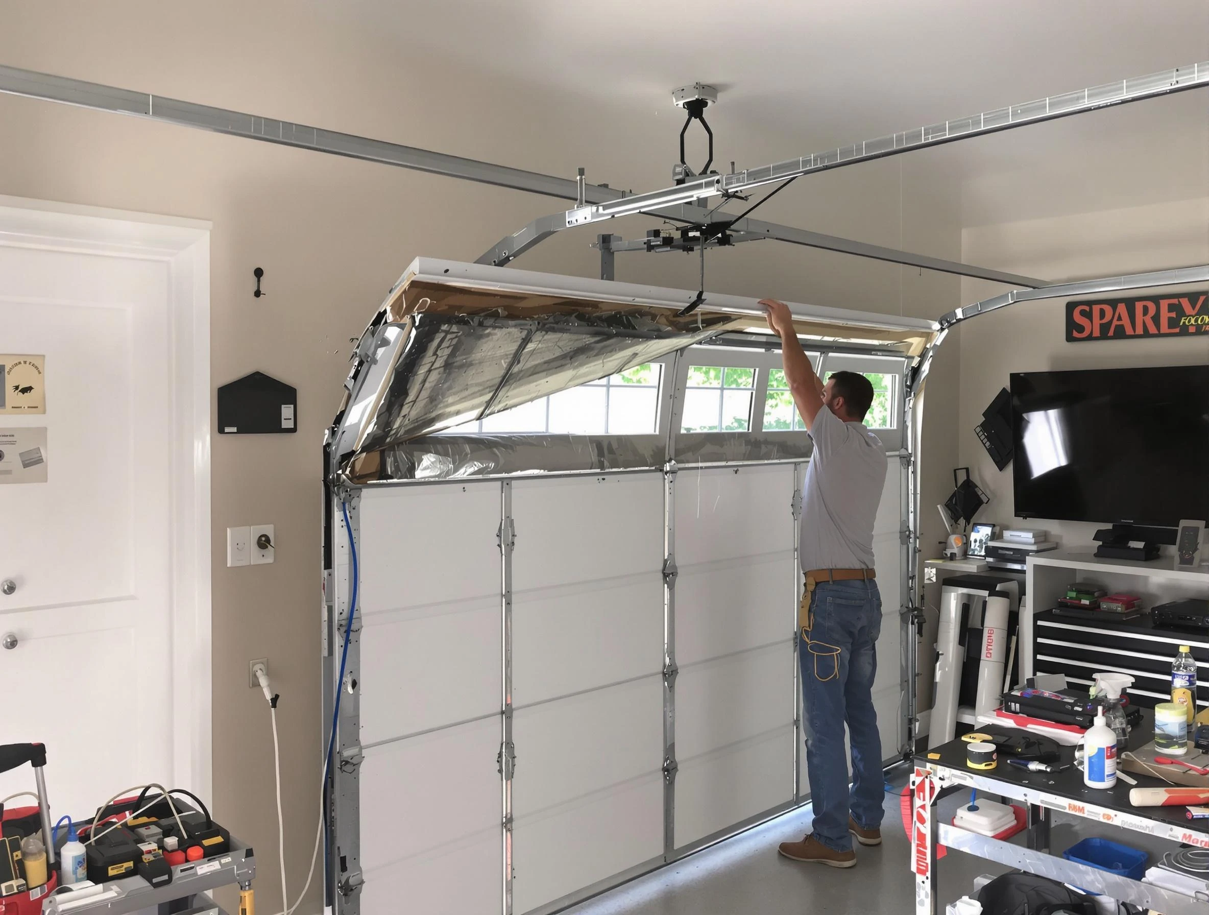 Garage door section replacement by Brookhaven Garage Door Repair in Brookhaven