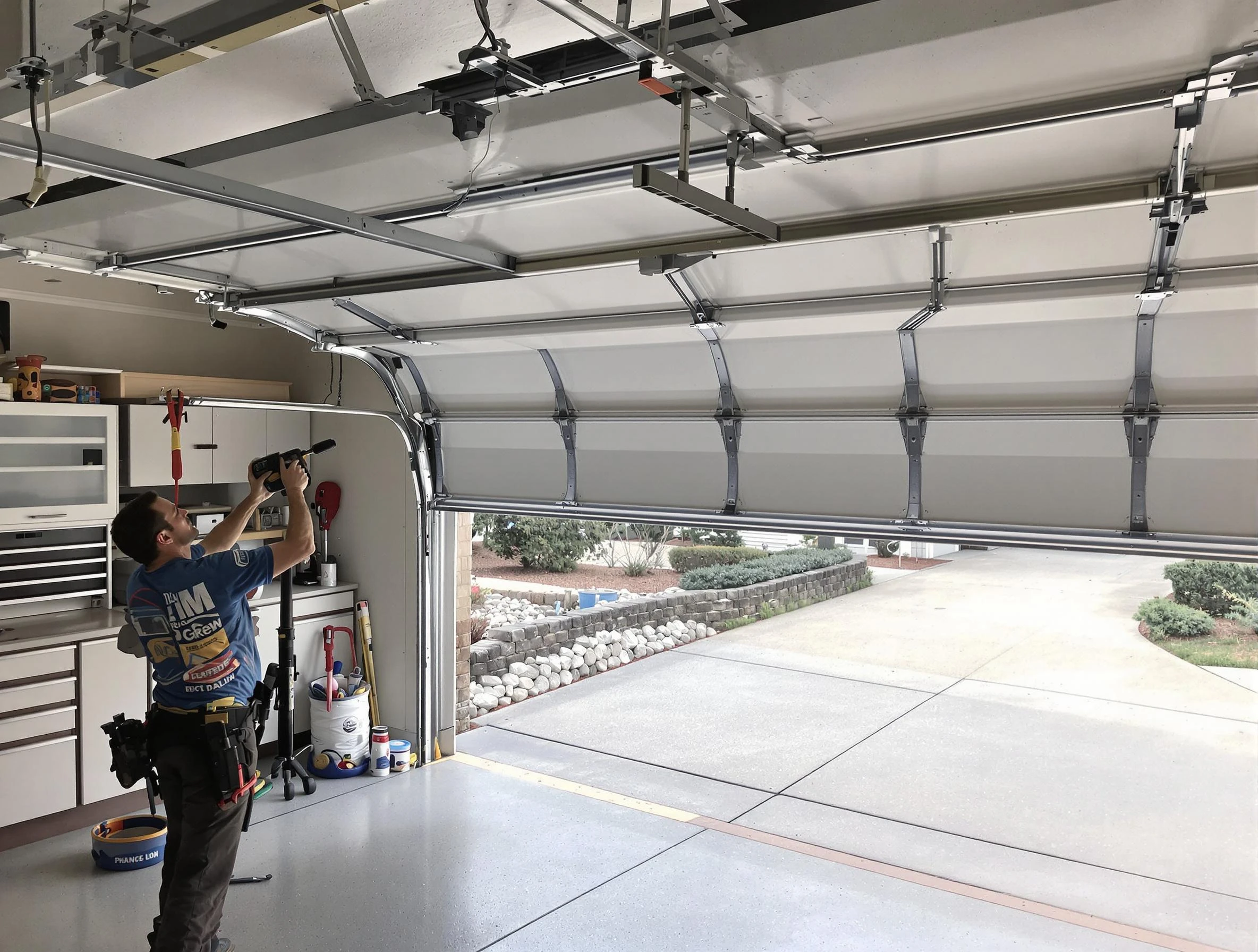 Garage door track repair service by Brookhaven Garage Door Repair in Brookhaven